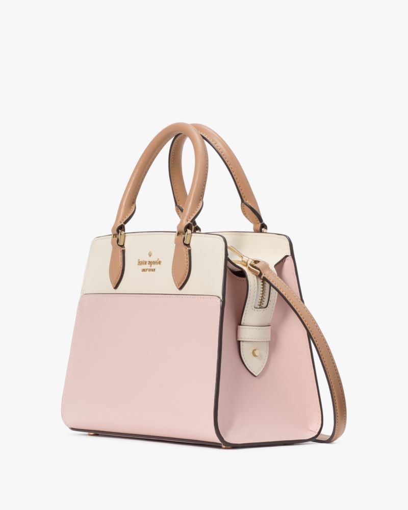 Kate Spade,Small Satchel,Leather,Satchel,Metal,Logo,Color Block,Lined,Casual,