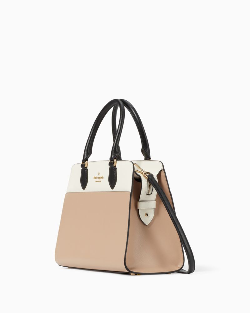 Kate Spade,Madison Colorblock Saffiano Leather Medium Satchel,Toasted Hazelnut Multi