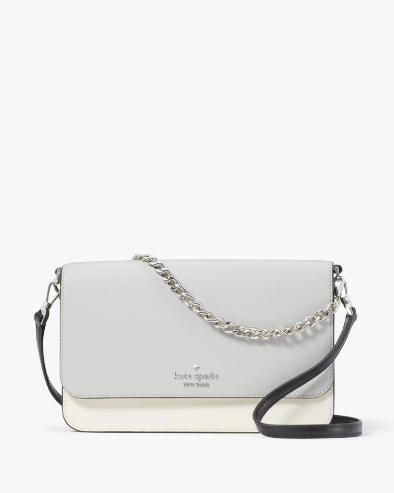 Kate Spade,Madison Flap Convertible Crossbody,Platinum Grey Multi