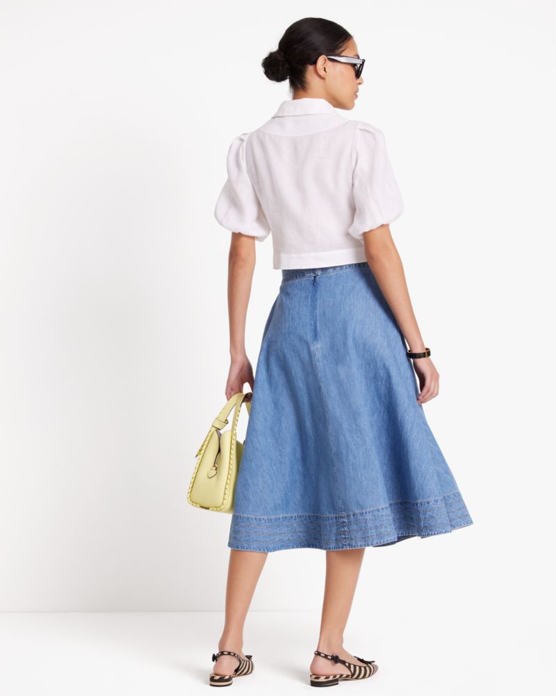 Kate Spade,Embroidered Lemons Puff Sleeve Top,White