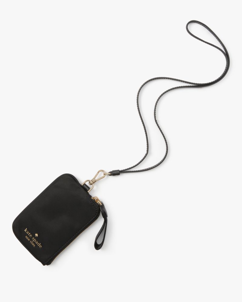  Kate Spade New York Leather Card Case Staci Lanyard Card Holder  Black : Clothing, Shoes & Jewelry