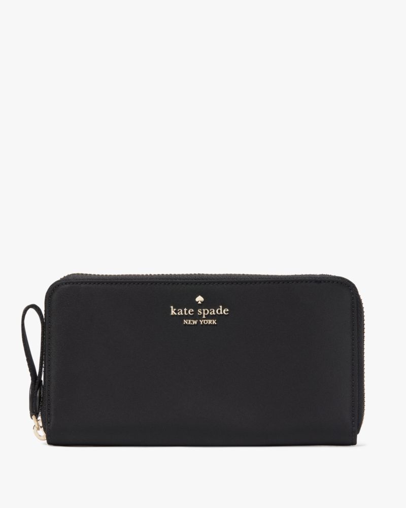 Kate Spade,Chelsea Large Continental Wallet,Recycled Nylon,Lining Recycled Polyester,Wristlet,Continental,PVC,Metal,Logo,S...,Black