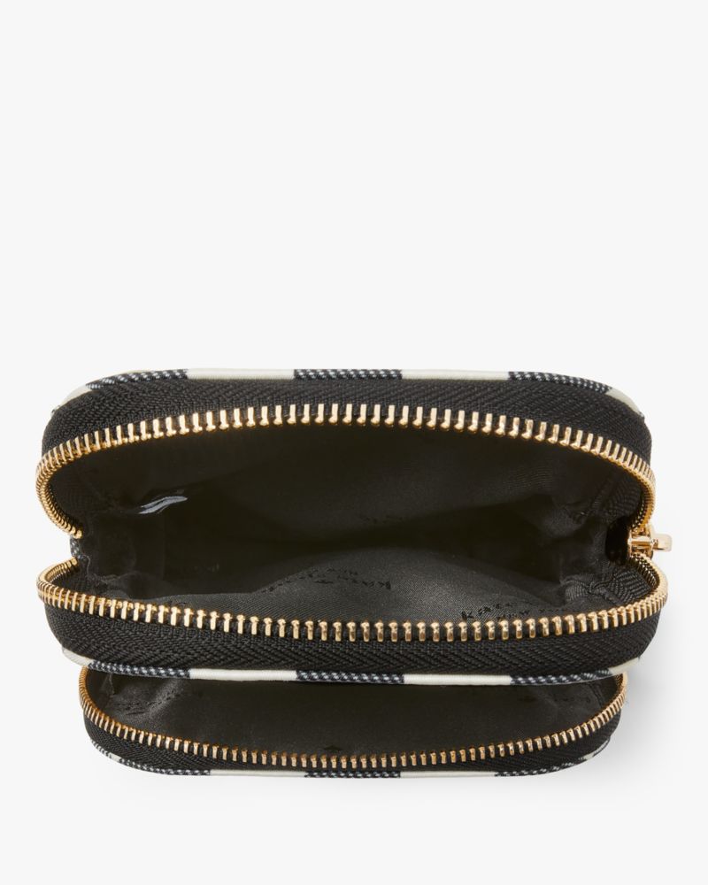 Kate Spade,チェルシー ギンガム プリント ノース サウス デュアル ジップ フォン クロスボディ,テック,ブラックマルチ
