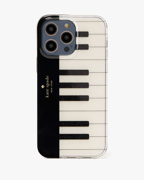 Kate Spade,Pitch Purrfect Piano iPhone 14 Pro Max Case,Black Multi