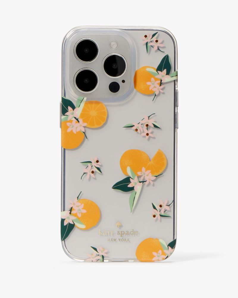 Kate Spade,オレンジ トス プリント アイフォン 14 PRO ケース,テック,クリア