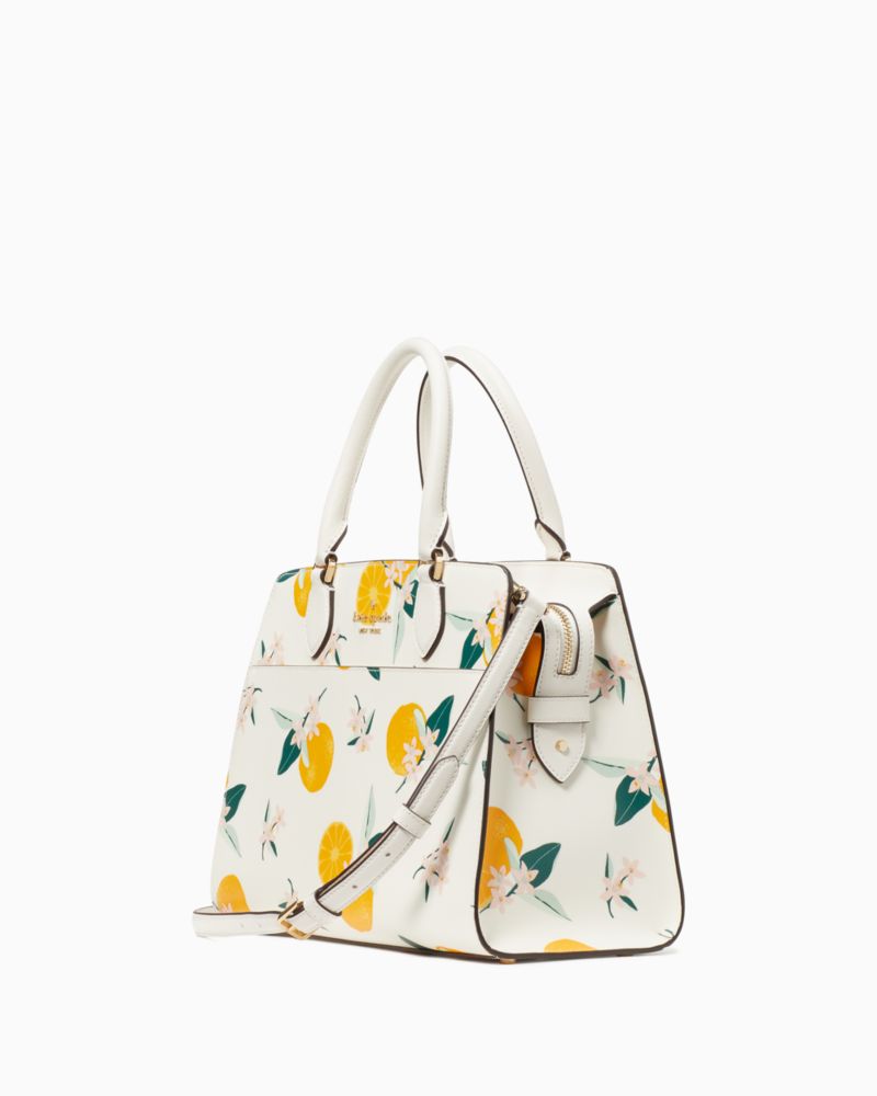 Kate Spade,Madison Orange Toss Medium Satchel,Cream Multi