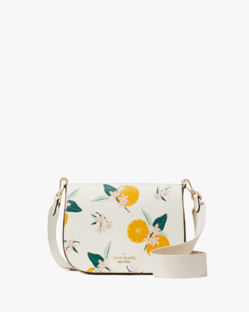 Kate Spade,Madison Orange Toss Saddle Bag,Cream Multi