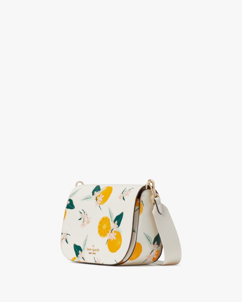 Kate Spade,Madison Orange Toss Saddle Bag,Cream Multi