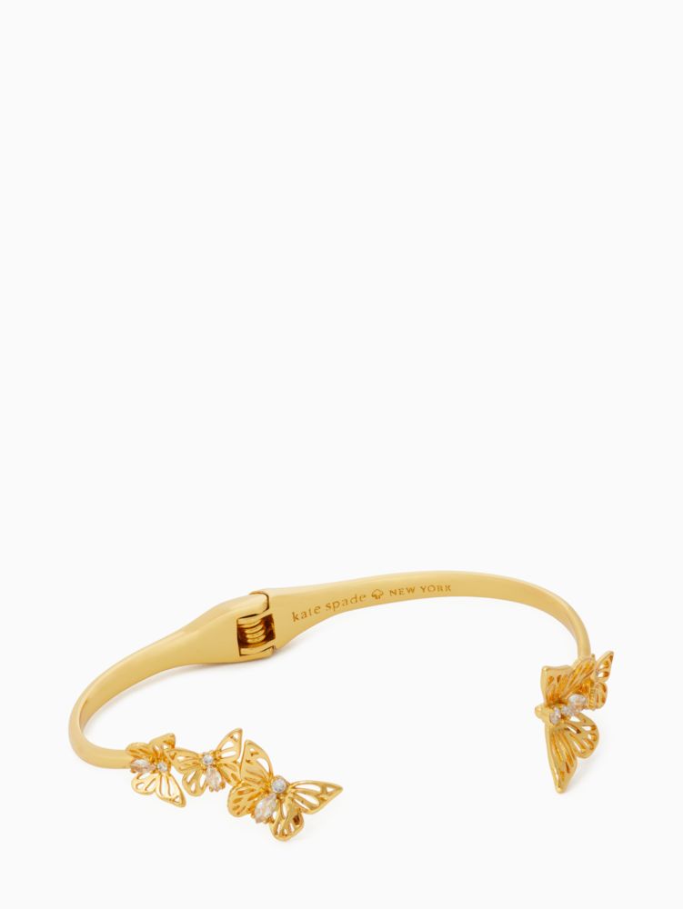 Kate Spade,ソーシャル バタフライ ヒンジ カフ,ジュエリー,クリア/ゴールド