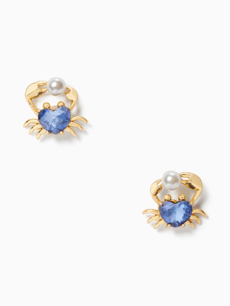Kate Spade,Claws Out Crab Studs,Blue Multi