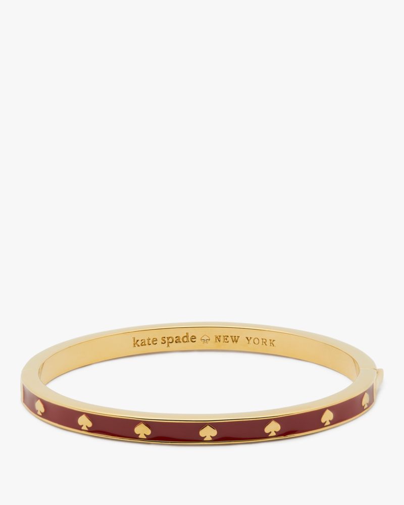 Kate Spade,Spot The Spade Hinged Bangle,Enamel,Metal Material,Cubic Zirconia,Logo,Casual,Maroon