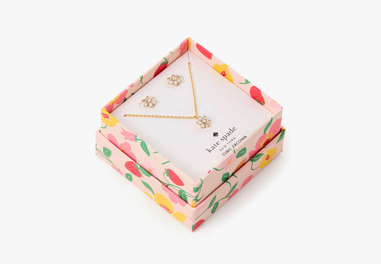 Kate Spade,Miosotis Pendant And Studs Box Set,Clear/Gold image number 0