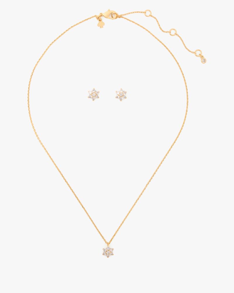 Kate Spade,Miosotis Pendant And Studs Box Set,Clear/Gold
