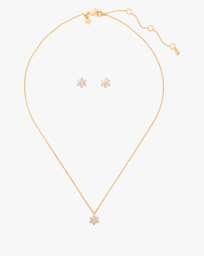 Kate Spade,ミオソティス ペンダント アンド スタッズ ボックス セット,ジュエリー,クリア/ゴールド