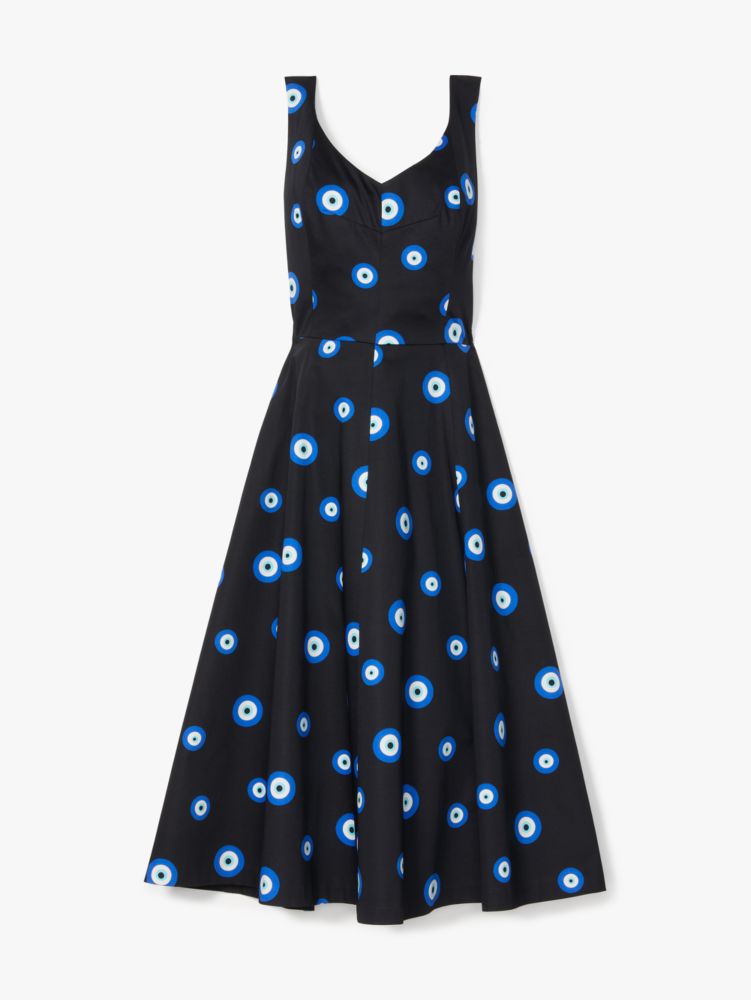 Kate Spade,Evil Eye Poplin Grace Dress,Black