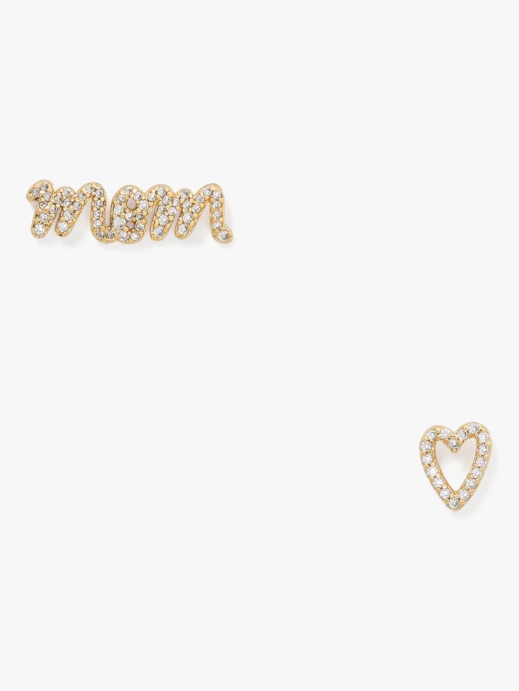 Love You, Mom Boxed Pavé Asymmetrical Studs