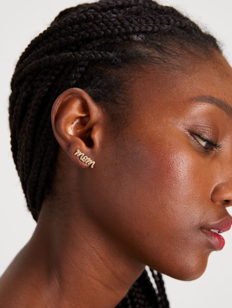 Love You, Mom Boxed Pavé Asymmetrical Studs