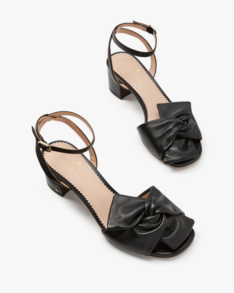 Kate Spade,Camille Sandals,Faux Leather,Sandals,Bow,Cocktail,Black