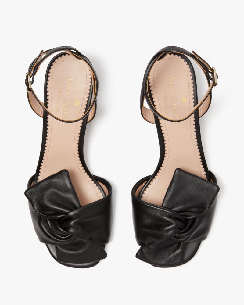 Kate Spade,Camille Sandals,Faux Leather,Sandals,Bow,Cocktail,Black