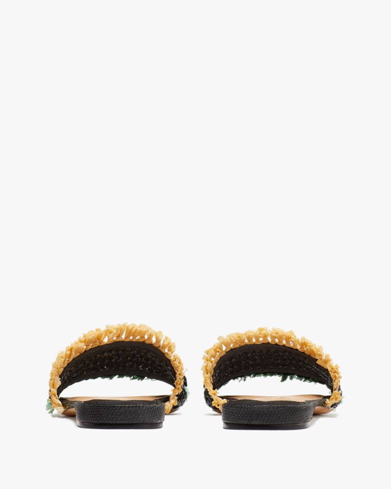 Kate Spade,Bora Bora Slide Sandals,Rubber,Slides,Frayed,Rhinestones,Day Party,Black