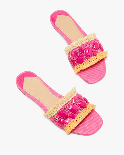 Kate Spade,Bora Bora Slide Sandals,Casual,Rose Jam/ Natural/ Satsuma