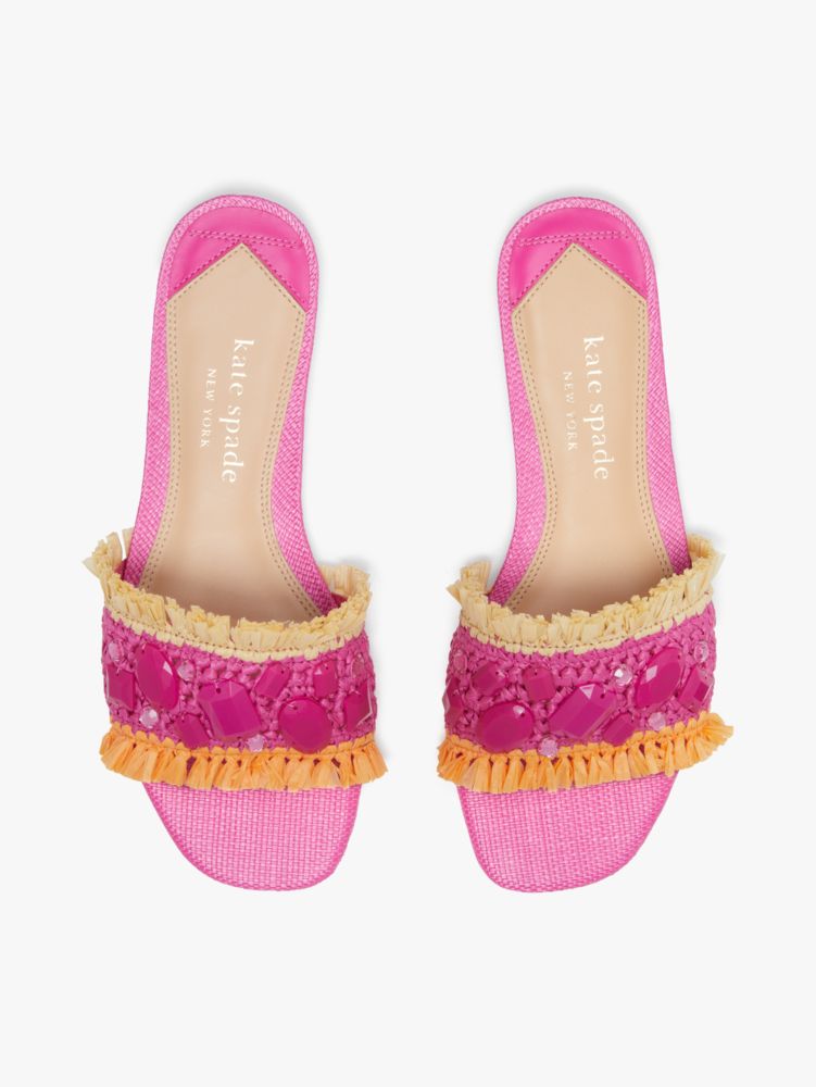 Kate Spade,Bora Bora Slide Sandals,Rubber,Slides,Frayed,Rhinestones,Day Party,