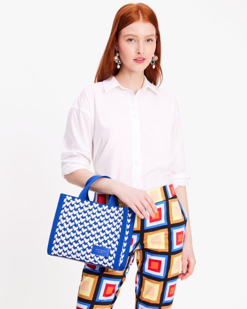 Kate Spade New York Sam Icon Modernist Hearts Jacquard Small Bag Beige