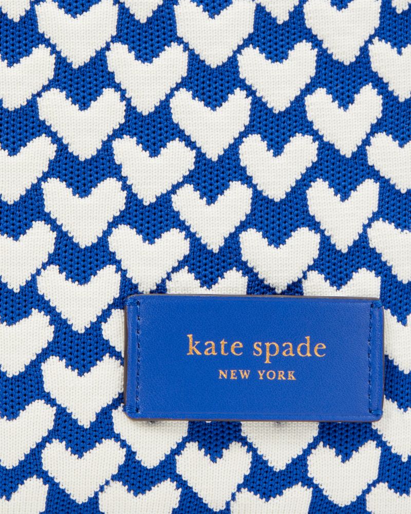 Kate Spade New York Manhattan Modernist Hearts Knit Jacquard Small Tote - Blue Multicolor