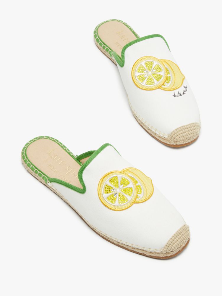 Kate Spade,Azura Lemons Espadrille Mules,Casual,True White/ KS Green