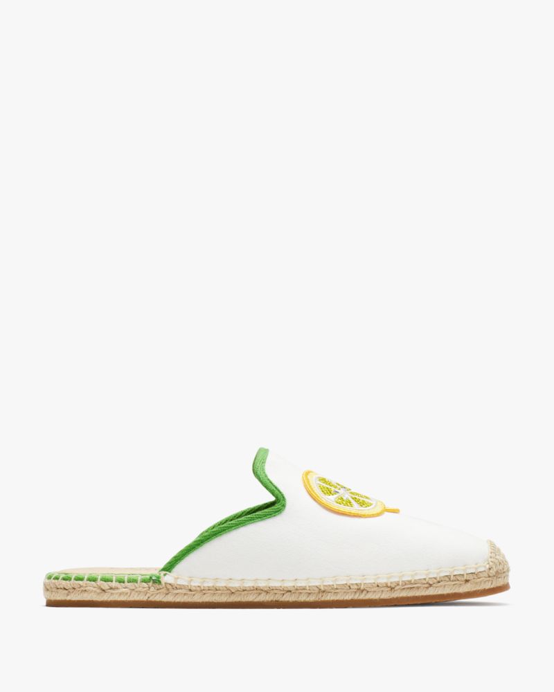 Kate Spade,Azura Lemons Espadrille Mules,Casual,True White/ KS Green