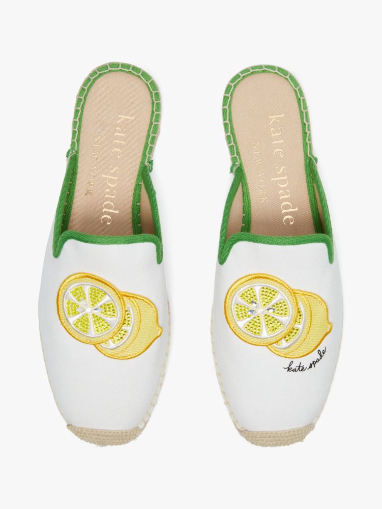 Kate Spade,Azura Lemons Espadrille Mules,Casual,True White/ KS Green