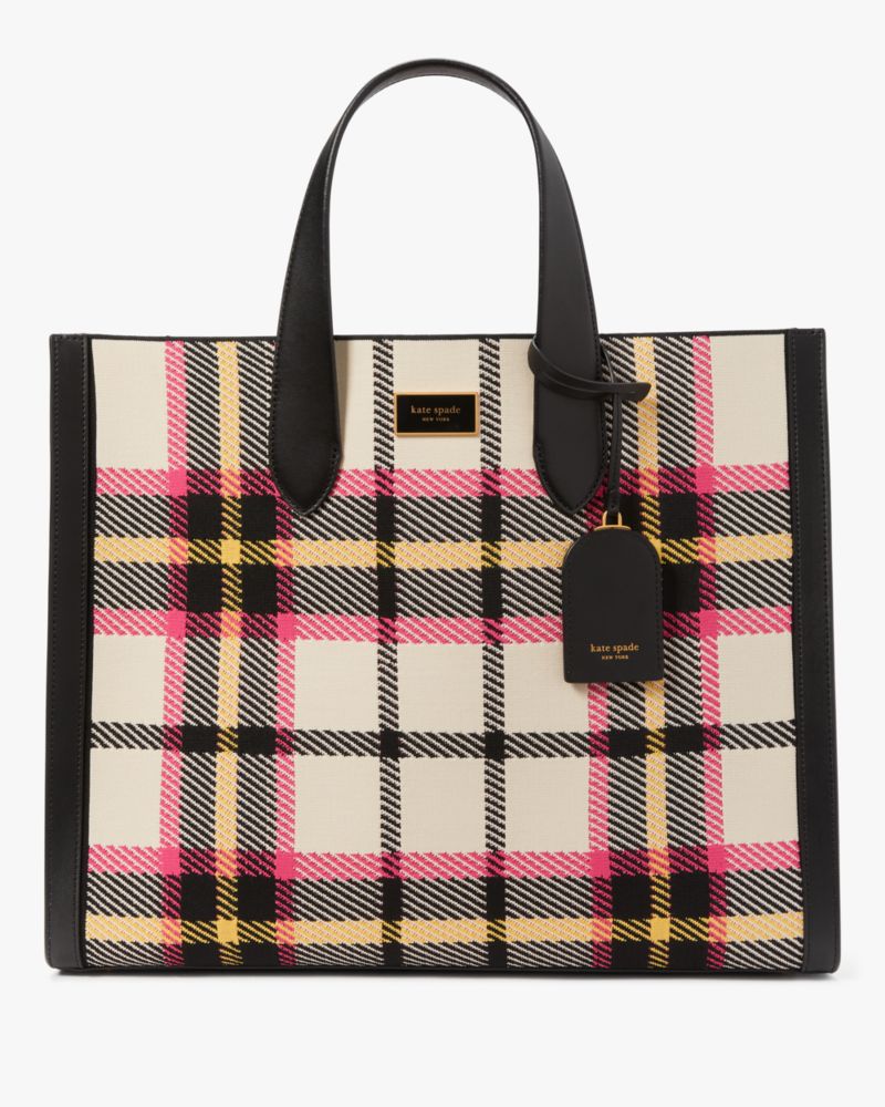 美品】Kate Spade マンハッタン ハウンドトゥース ラージ トート