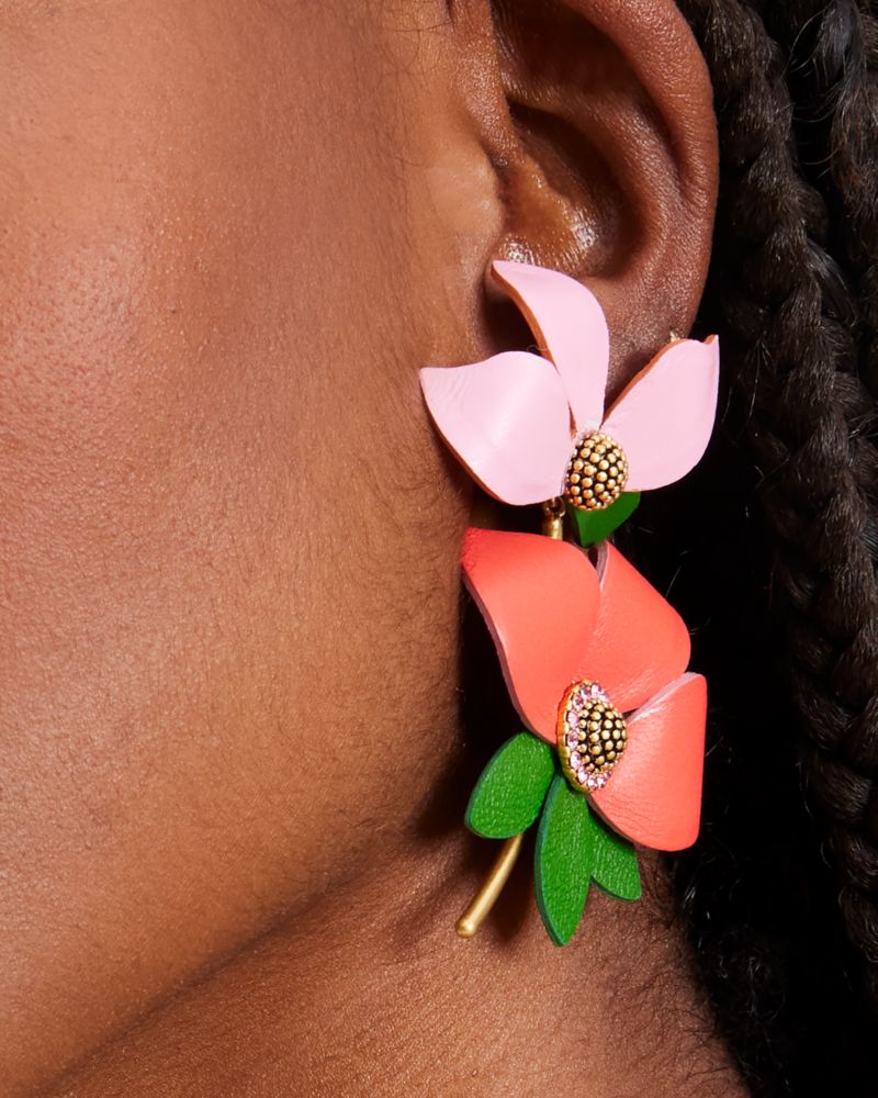 Kate Spade,Flower Power Leather Earrings,