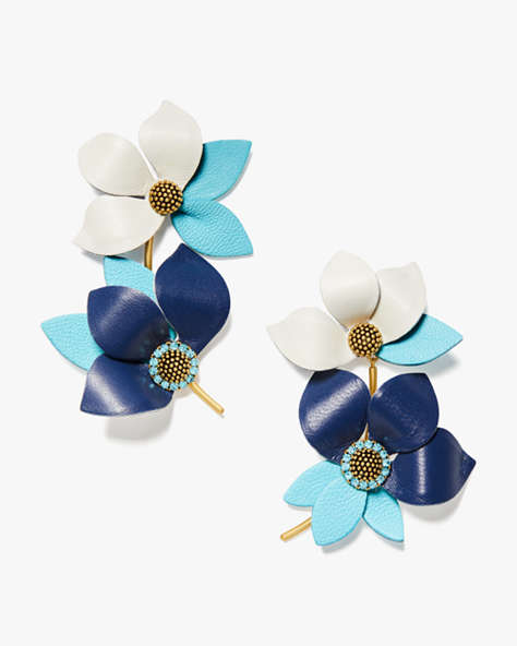 Kate Spade,Flower Power Leather Earrings,Navy Multi