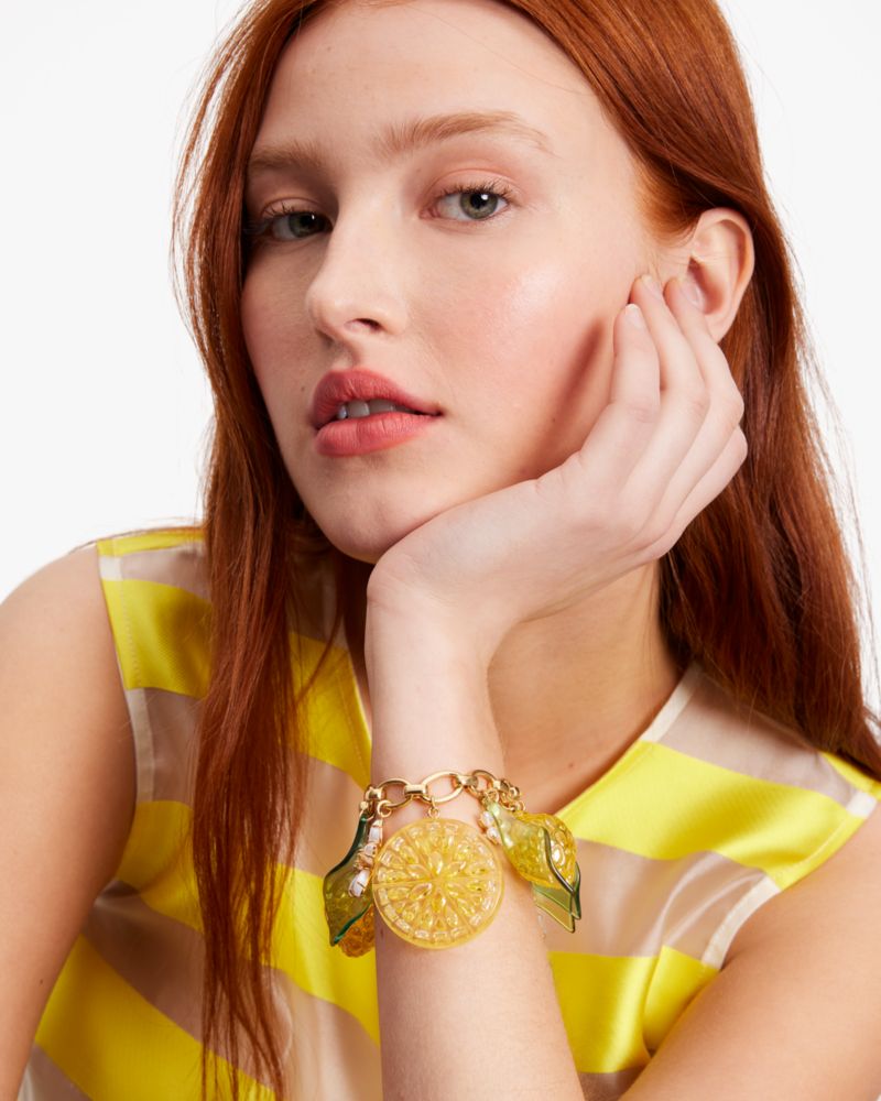 Kate Spade,Fresh Squeeze Charm Bracelet,Yellow Multi