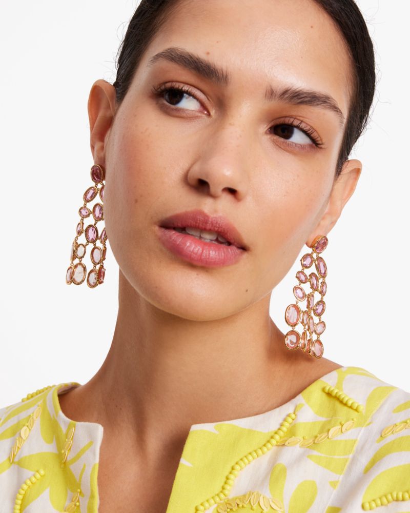 Kate Spade,High Shine Chandelier Earrings,Pink Multi