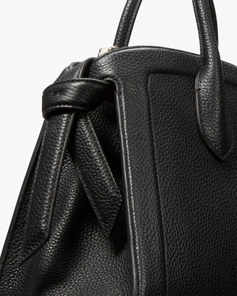 Kate Spade,Knott Large Zip-top Satchel,Leather,Satchel,Logo,Adjustable,Color Metal,Work,Black