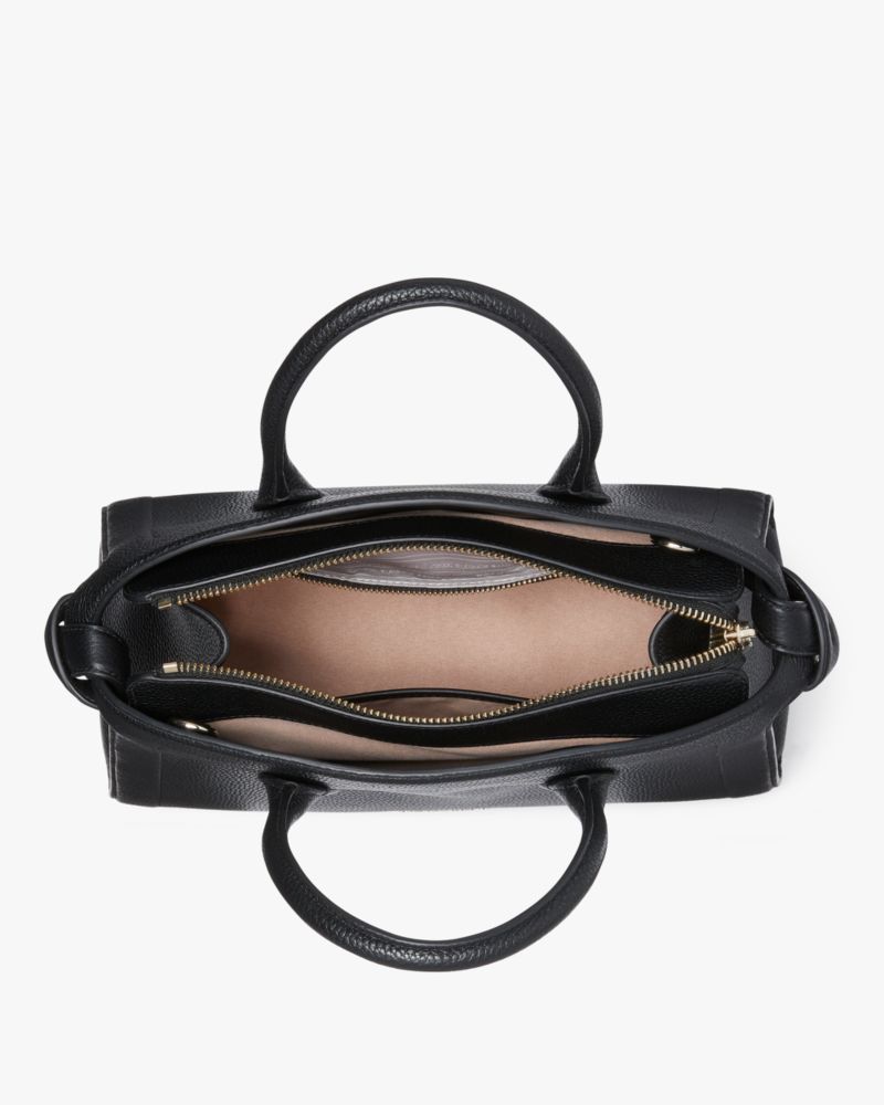 Kate Spade,Knott Medium Zip-top Satchel,Leather,Satchel,Metal,Logo,Day Party,