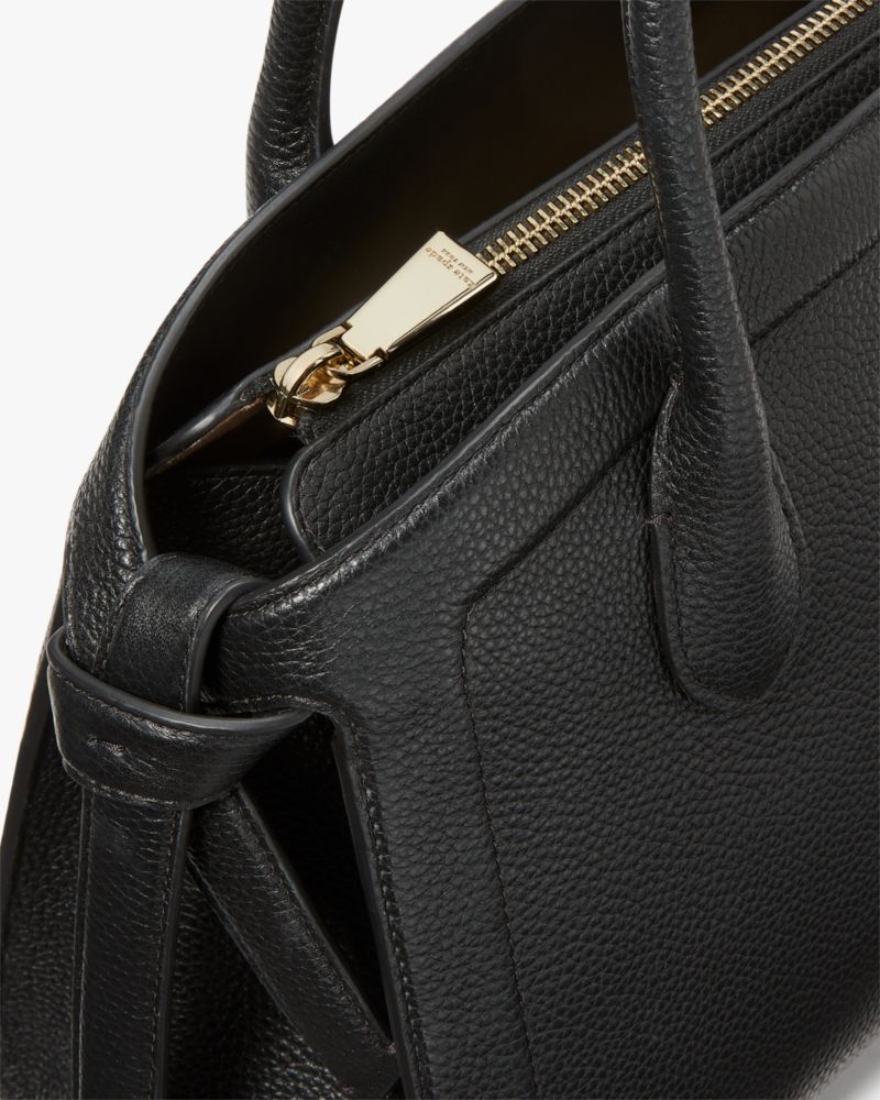 Kate Spade,Knott Medium Zip-top Satchel,Leather,Satchel,Metal,Logo,Day Party,