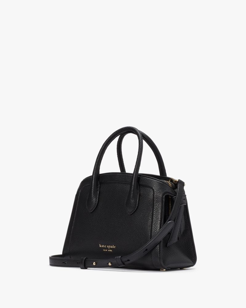 Kate Spade,Knott Mini Zip-top Satchel,Leather,Crossbody,Metal,Logo,Compact,Work,