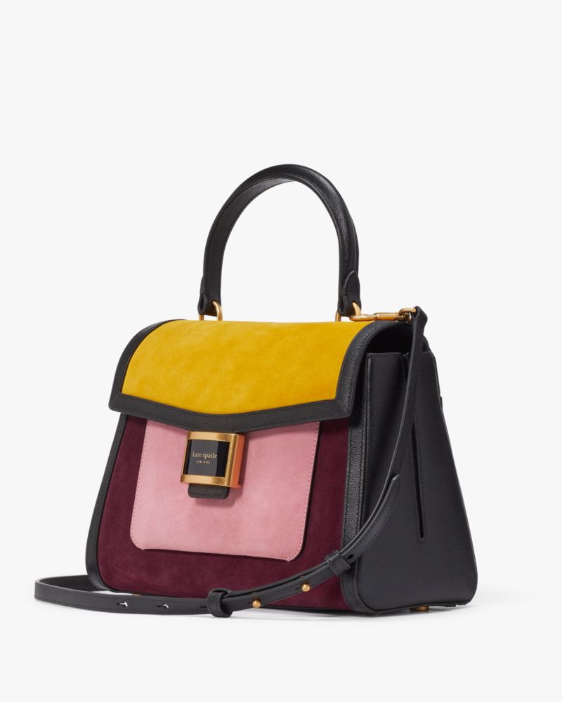 Katy Colorblocked Suede Medium Top-handle Bag