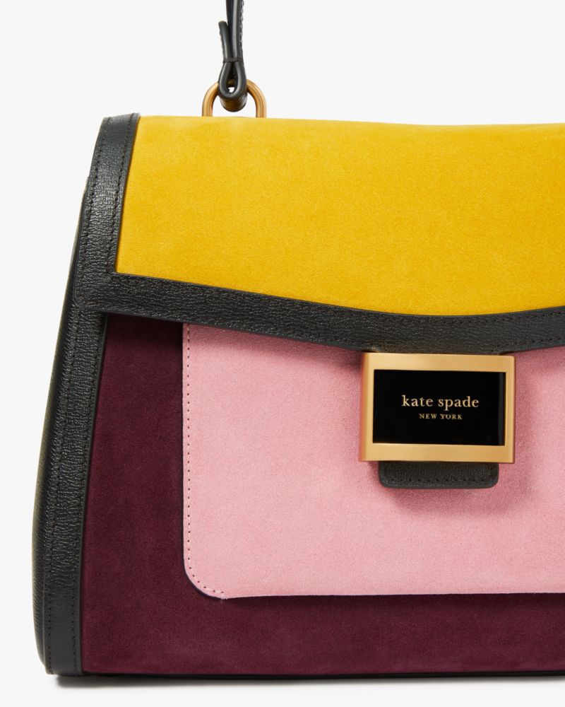 Katy Colorblocked Suede Medium Top-handle Bag