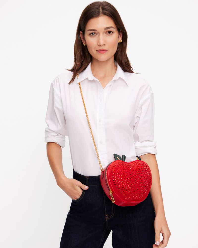 Kate Spade,Big Apple Embellished 3D Crossbody,Poppy Field