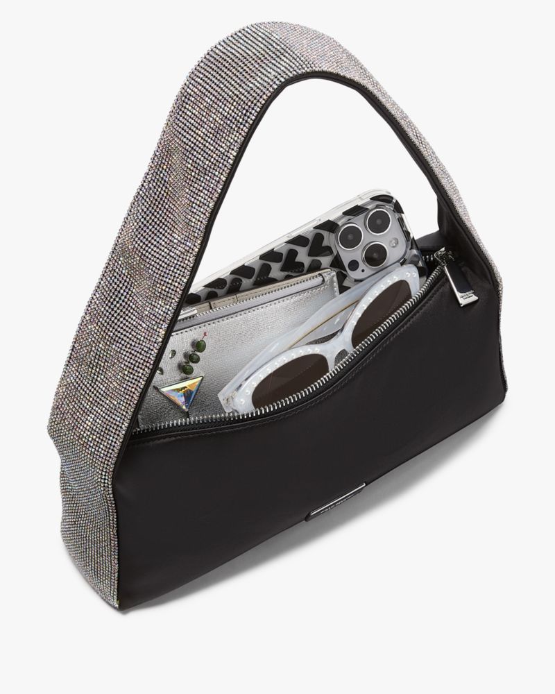 Afterparty Crystal Embellished Satin Shoulder Bag