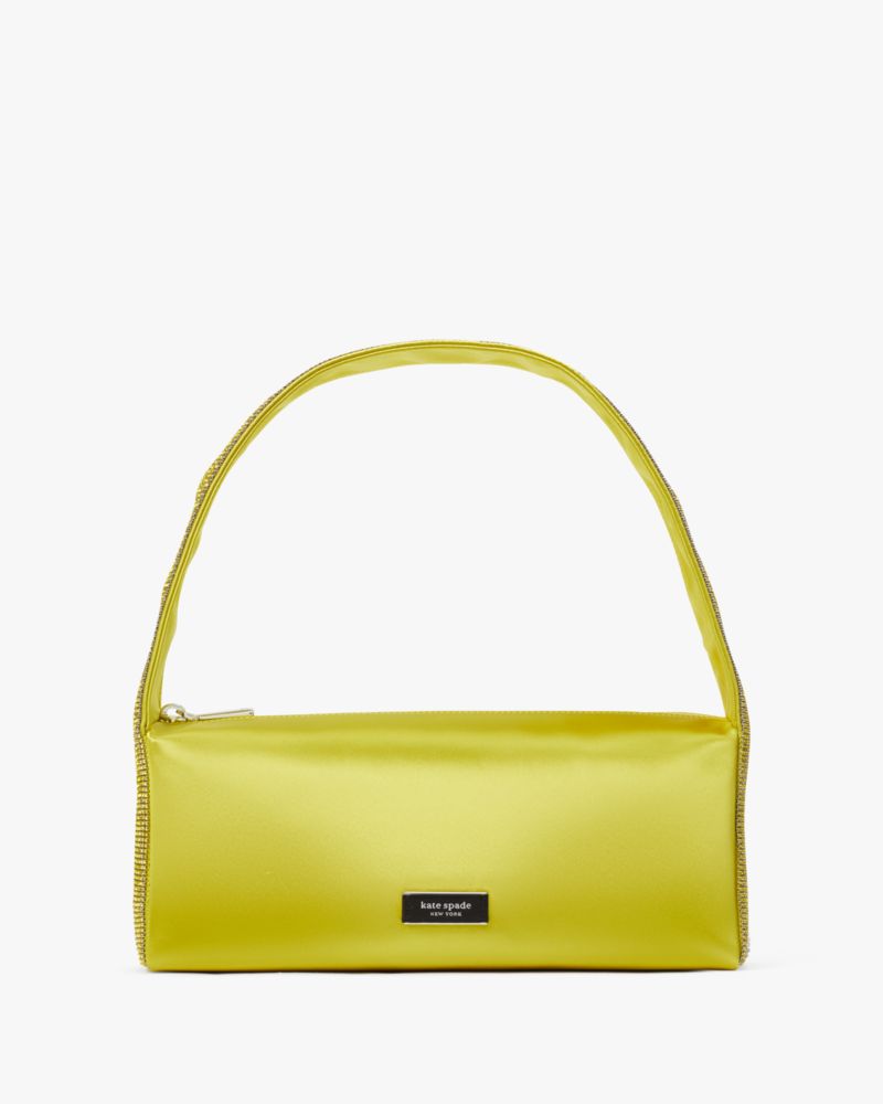 Kate Spade,Afterparty Crystal Embellished Satin Shoulder Bag,Chartreuse Multi