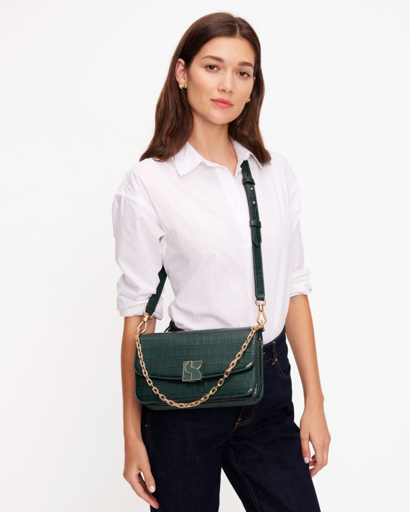 Dakota Croc-embossed Medium Convertible Shoulder Bag