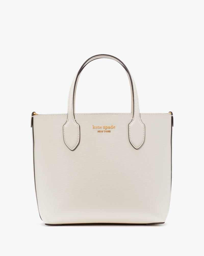 Kate Spade,Bleecker Medium Crossbody Tote,Leather,Crossbody,Metal,Logo,Work,Cream