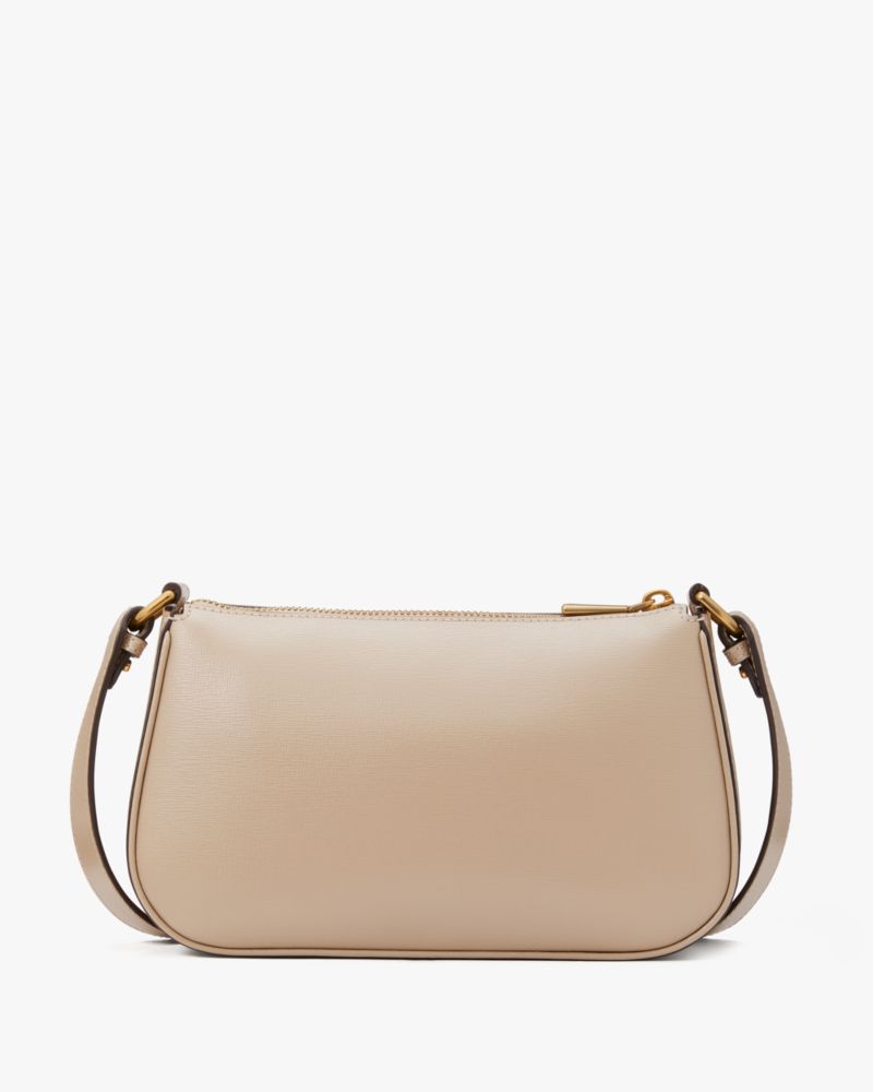 Kate Spade,Bleecker Small Crossbody,Leather,Crossbody,Logo,Metal,Compact,Casual,Beige