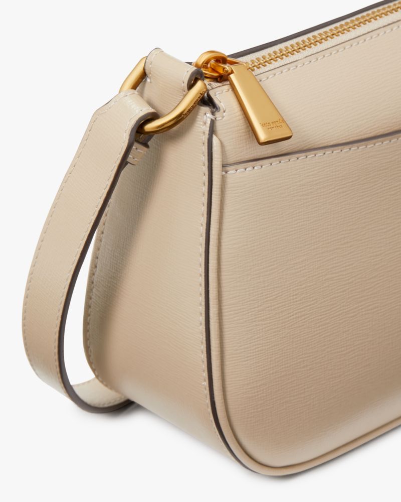 Kate Spade,Bleecker Small Crossbody,Leather,Crossbody,Logo,Metal,Compact,Casual,Beige