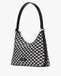 Kate Spade,Sam Icon Modernist Hearts Jacquard Small Shoulder Bag,Black/Cream